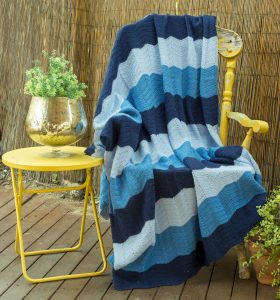 Striped Rug with shades of blue, navy and white