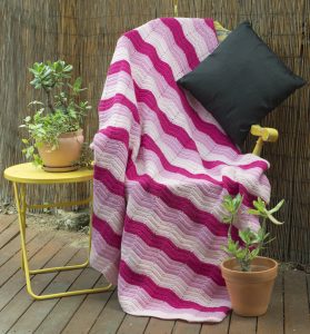 Striped Rug with shades of pink, lilac and white. Order by name of "Athena".